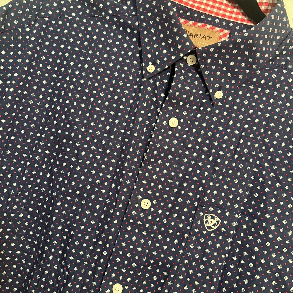 Ariat Button Down Shirt Mens Western Geometric Cotton Short Sleeve XL Cowboy